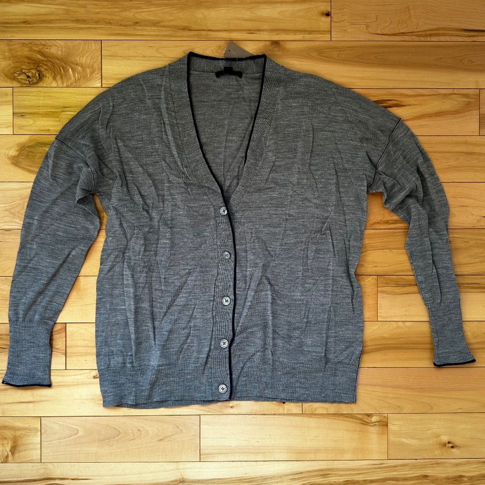 J CREW Tipped‎ Merino Wool Cardigan NWT
